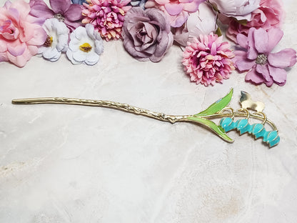 Lily of the Valley Hair Stick - 7" Retro Bun Holder