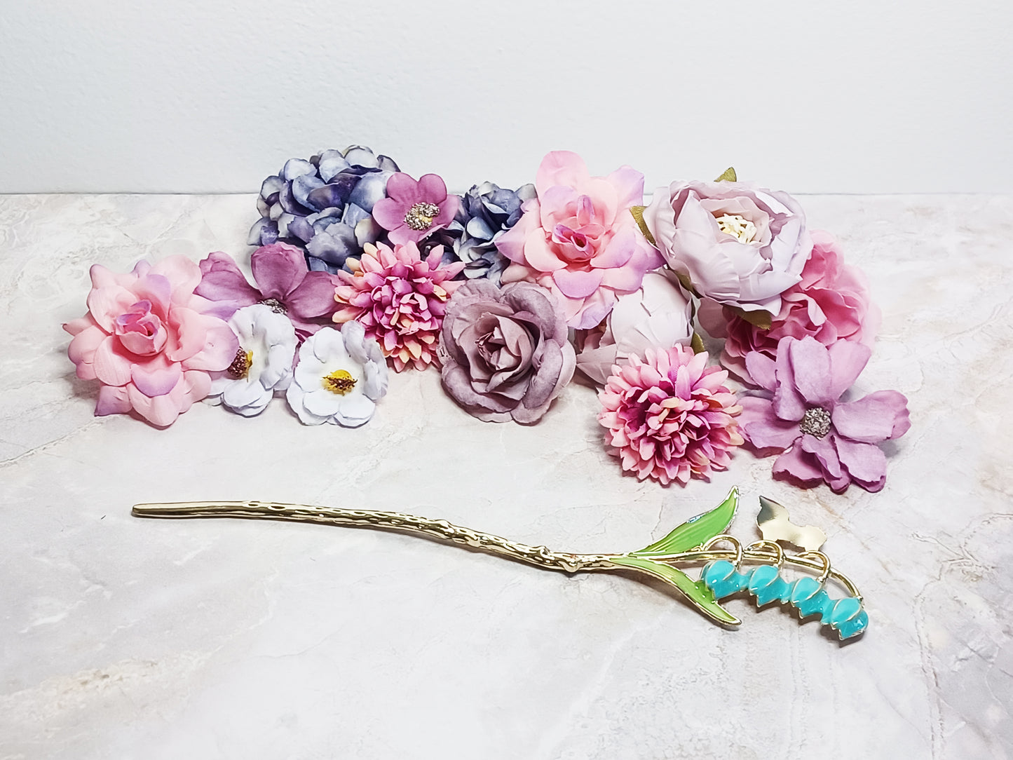 Lily of the Valley Hair Stick - 7" Retro Bun Holder