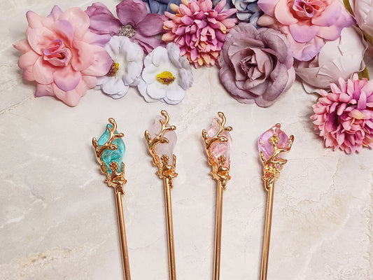 Vine and Crystal Hair Stick - 6" Retro Bun Holder