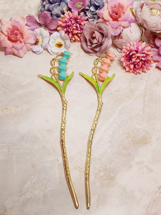 Lily of the Valley Hair Stick - 7" Retro Bun Holder