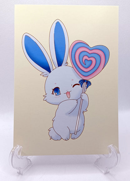 Bun Love Lolli Print Wall Art Gift Decor Photo Kawaii Style Home Aesthetic Pastel Rabbit Bunny Cute 5x7