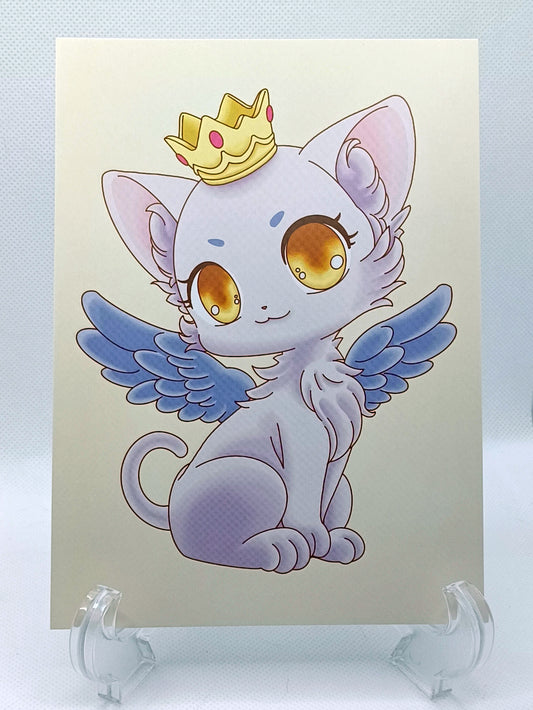 Naya Print Wall Art Gift Decor Photo Kawaii Style Home Aesthetic Angel Cat Kitty Pastel Cute 5x7